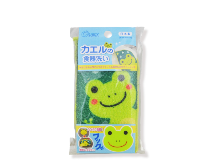 日本製SOWA創和綠色四邊形清潔海綿(青蛙)